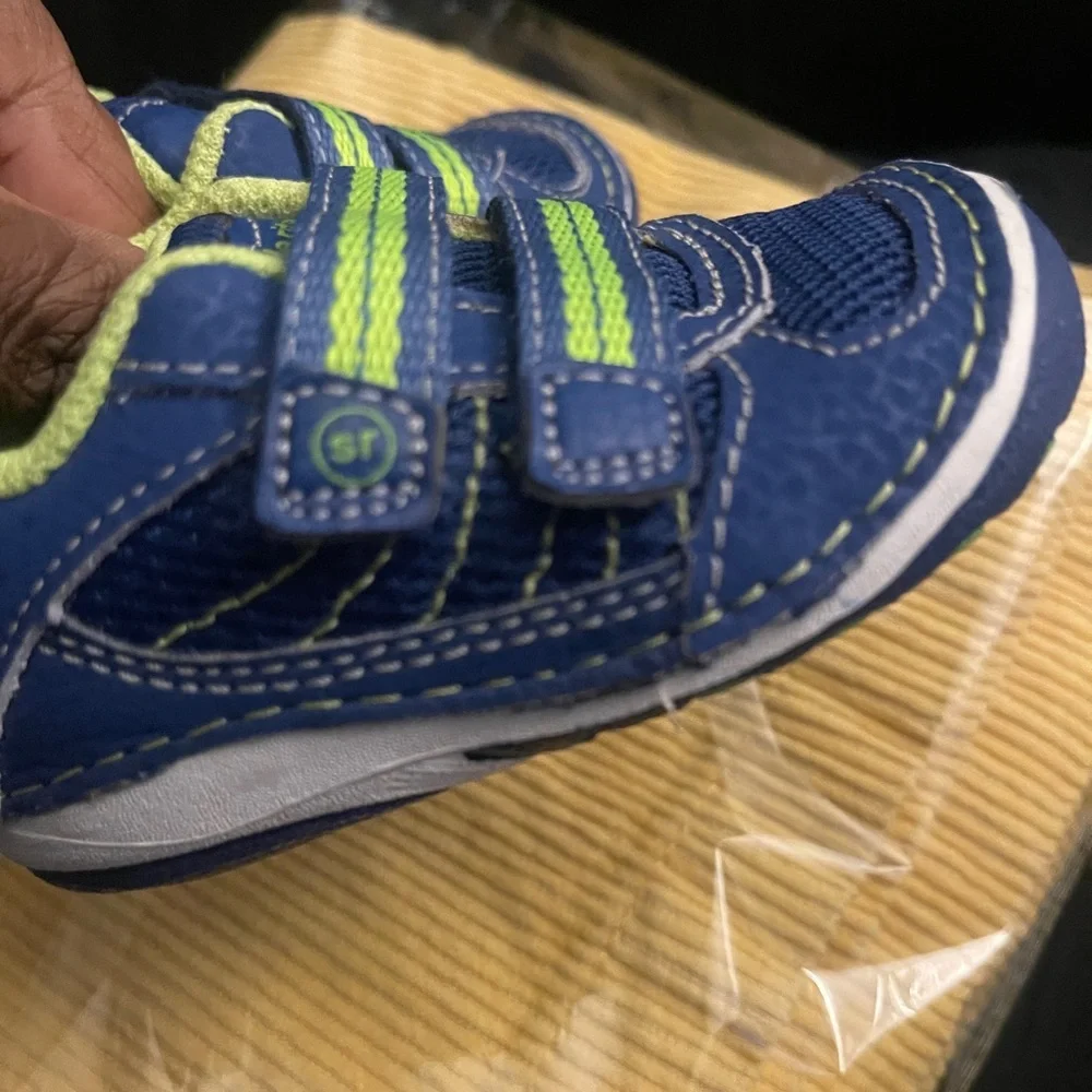 Stride Rite Navy and Lime Kids Sneakers Baby Boy Size 3 - Picture 7 of 10